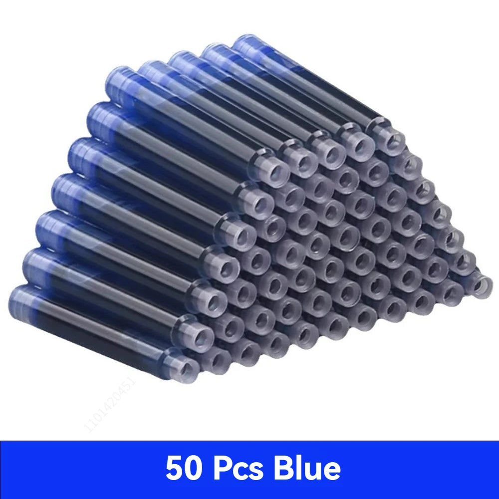 36-100Pcs/Set Colourful Ink Sac Set Refills Black Blue Red 3.4mm High Quality Refill for Smooth Writing School Office Supplies Qme 50 Pcs blue