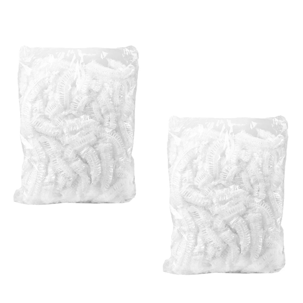 Thick Clear PE Disposable Shower Caps Plastic Elastic Hair Bath Cap for Women, Spa, Home Use, Hotel and Hair Salon, Travel Qme 200Pcs