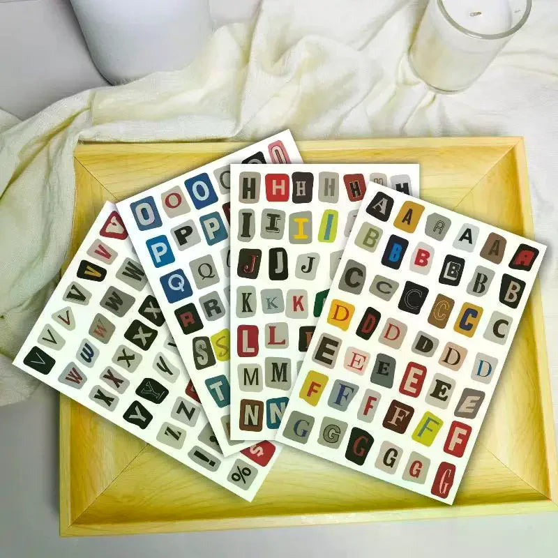Vintage English Alphabet Stickers Self-adhesive Easy Peel Decals 100+ Qme