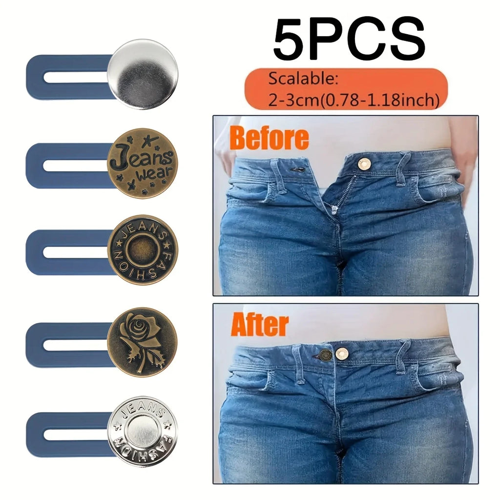 Random style pants - waist expansion gadget for jeans. Elastic waistband adjustment button that can be adjusted by pulling. Qme