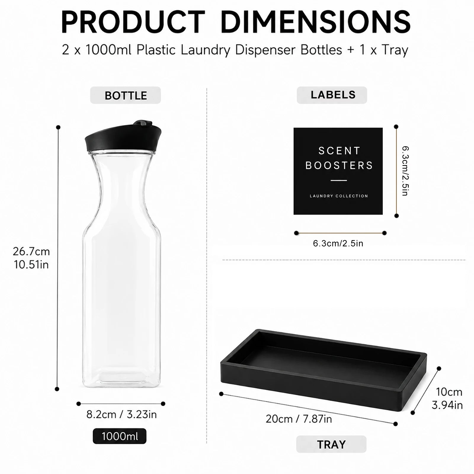 lack Laundry Detergent Dispenser Set with Silicone Tray Refillable Laundry Soap Dispenser for Detergent Scent Beads Softener Qme