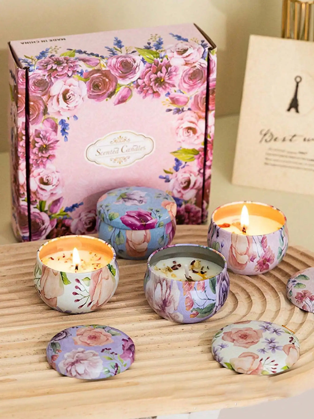 4 Cans Melt Wax Aromatherapy Homemade Soy Candle Cup Flower Candles Qme