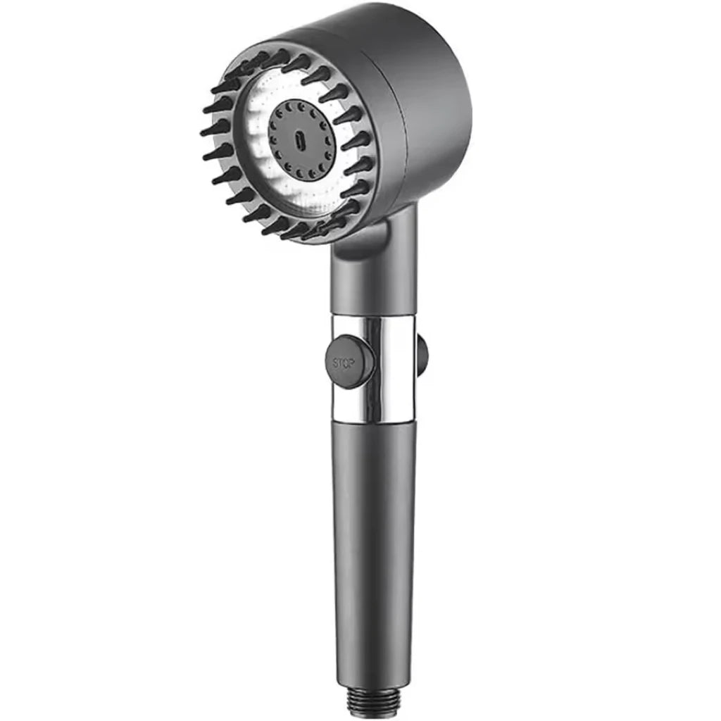 Handheld Shower Head with ON/OFF Switch 3 Modes High Pressure Water Saving Filter Powerful Massage Spa for Bathroom Qme Grey