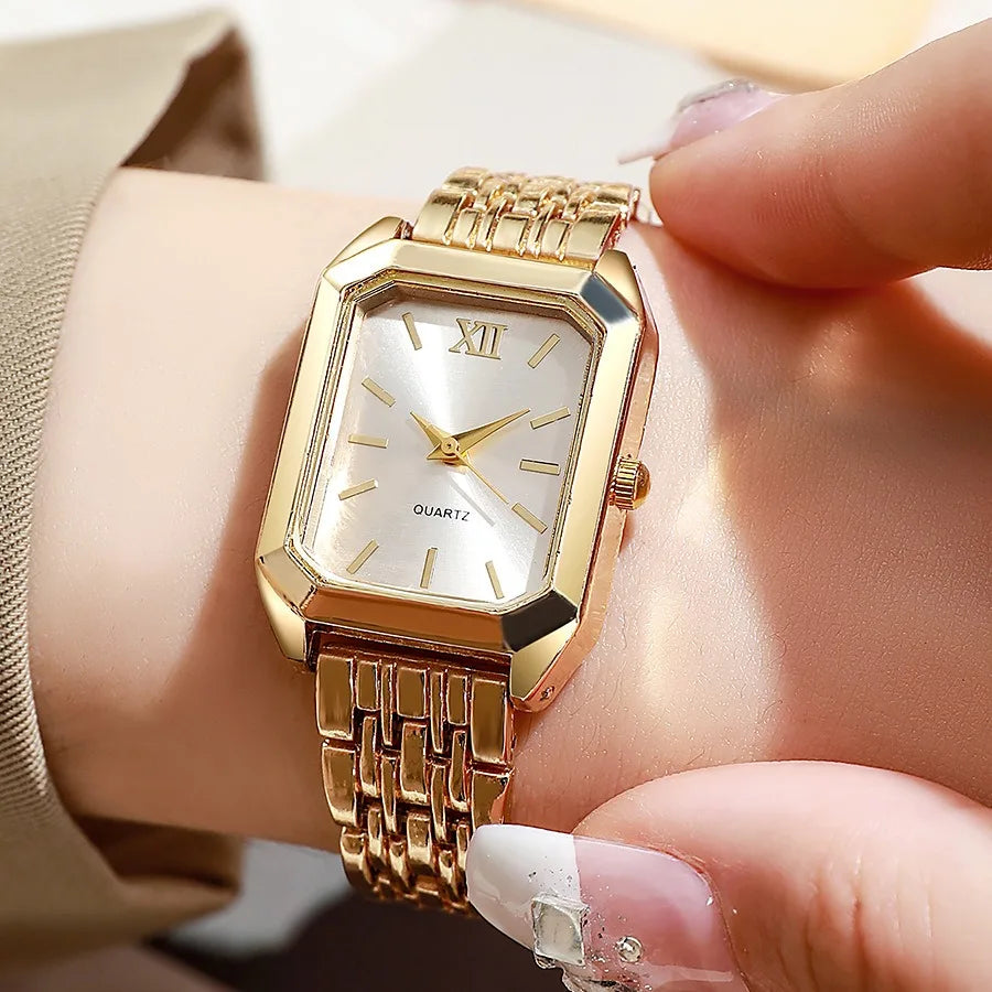 2pcs/set Luxury Women's Quartz Watch with LOVE Bracelet Watch Set Fashion Alloy Band Business Ladies Watches Female Clock Gifts Qme