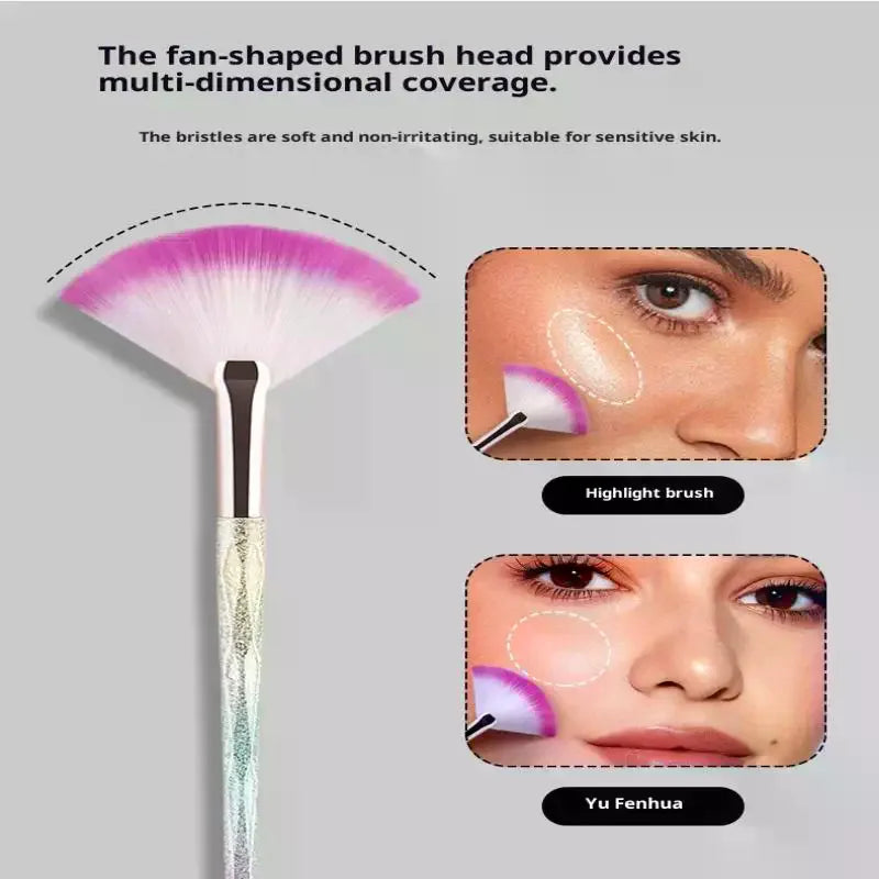 Large Flat Highlight Blush Fan-shaped Makeup Brush Powder Loose Face Qme