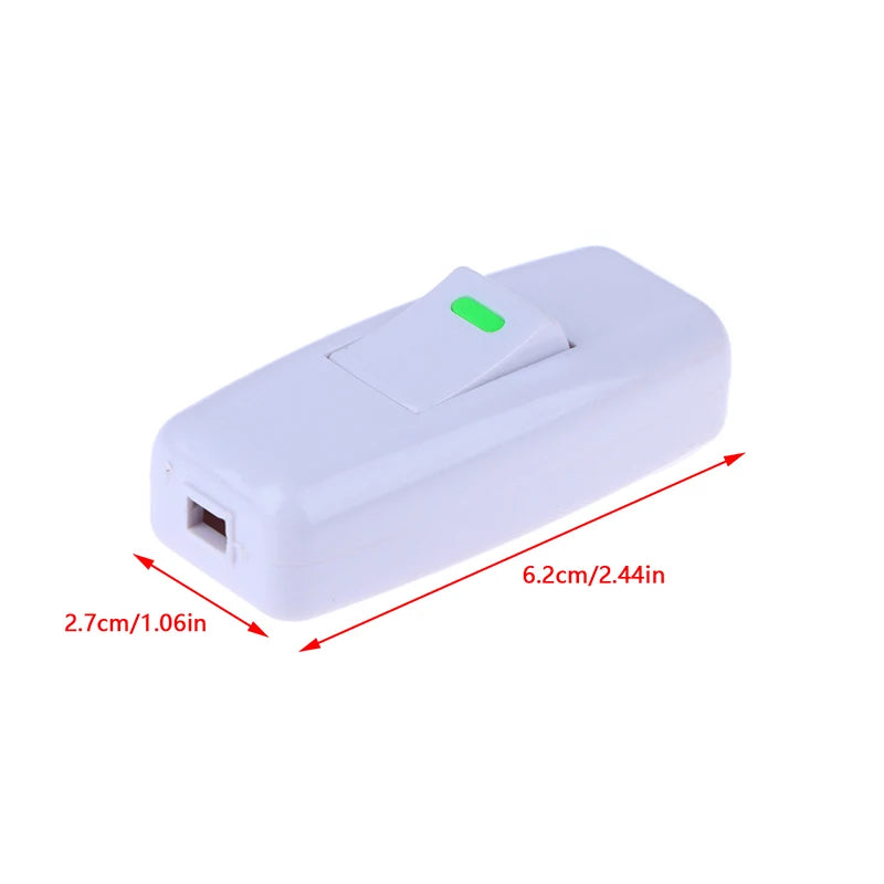 1Pc Light Switch For Home Classic White Inline ON/OFF Table Bedside Lamp Desk Light Cord Cable Switches Electrical Accessories. Qme 1pc