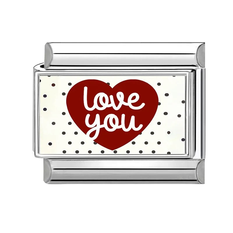 2026 Women Romantic Heart Shiny CZ Pattern Italian Charm Links Fit