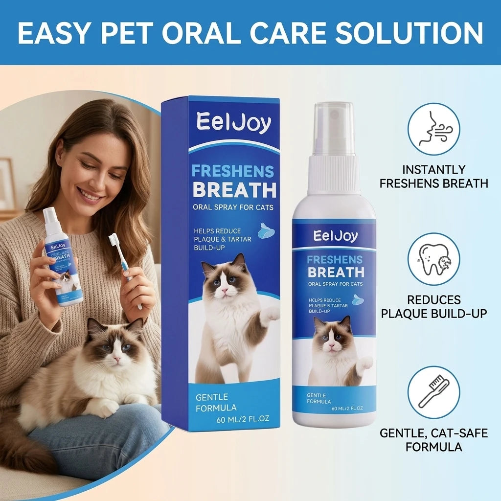 Cat Oral Care Spray Remove Plaque Reduce Tartar Build‑up Eliminate Bad Breath Easy‑to‑use Gentle Formula Mouth Cleaning Solution Qme