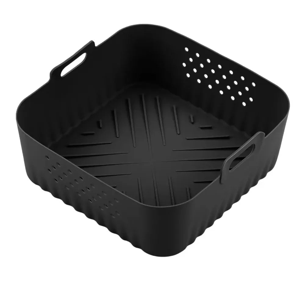 Silicone Air Fryer Liners Non-stick Basket Reusable Ninja AF181 AF180 Qme Black B