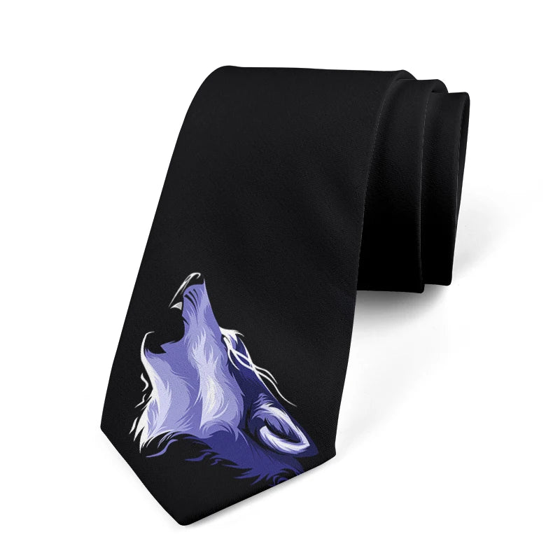 Funny Wave Head Printed Tie Adult Wide Polyester Slim Shirt Suit Qme style2