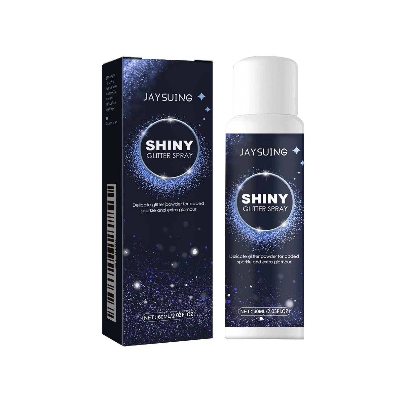 Shiny Glitter Spray Radiant Silver Glitter Spray for Hair &Body Instant Holographic Highlight Sparkling Shimmer Makeup for Party Qme 60ml Boxed