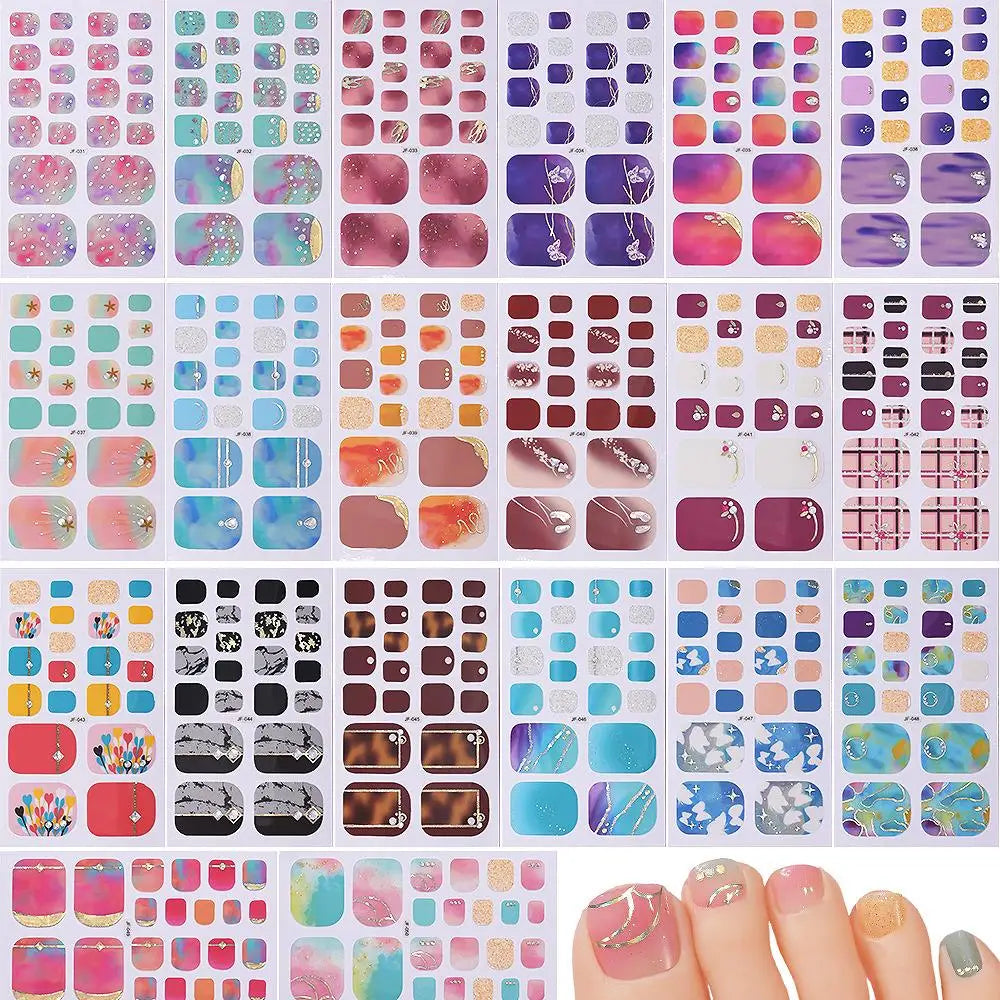 22tips Sheet Glitter Toenail Stickers Glittering Full Wraps Summer Qme