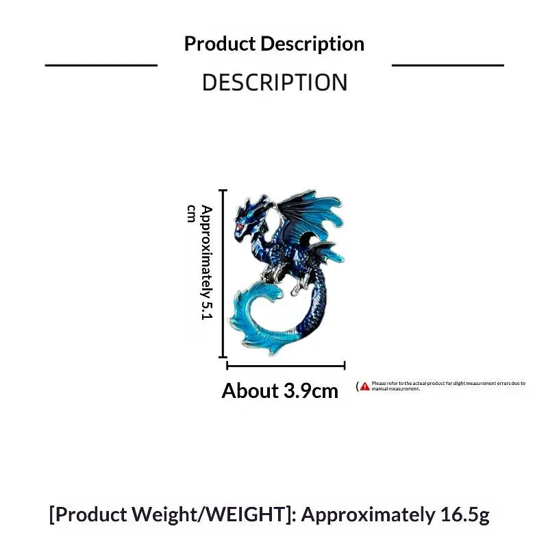 Vintage Enamel Dragon Brooch Hypoallergenic Durable Fashion Jewelry for Daily Wear Cosplay Anniversary Gift for Her Qme