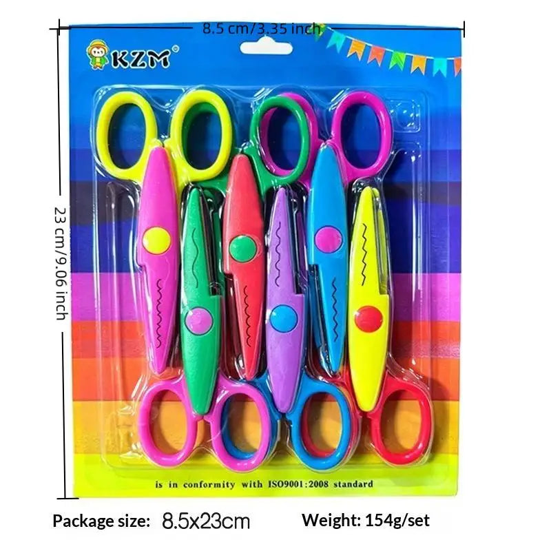 Student DIY Color Album Decorative Lace Scissors Comfortable Hand Paper Cuttings Art Safety Scissors Qme 2PCS