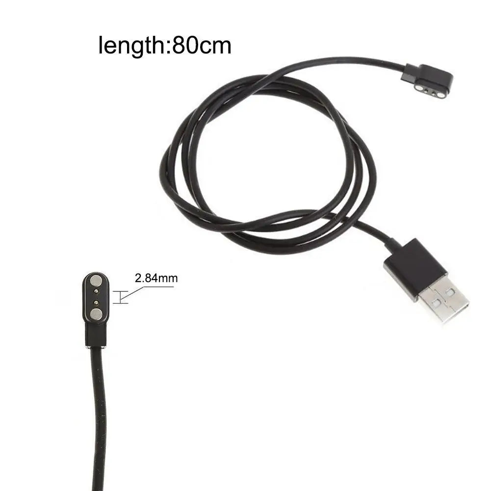 80cm USB Universal Magnetic Charger 2-pin Spacing 2.84mm For Smart Wristband Watch For Miband 6 Bracelet Smartwatch Accessories Qme
