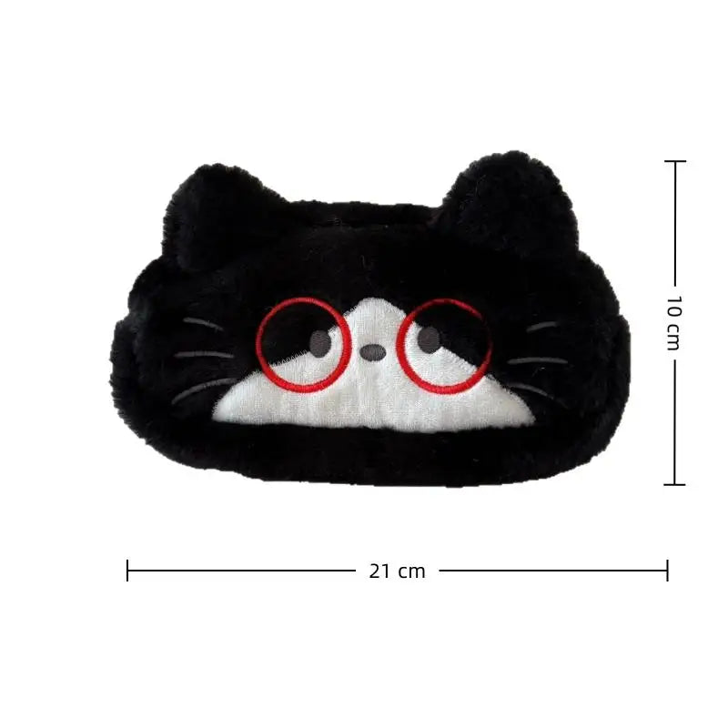 Cute Cartoon Embroidered Plush Cat Printed Pencil Case Student Qme