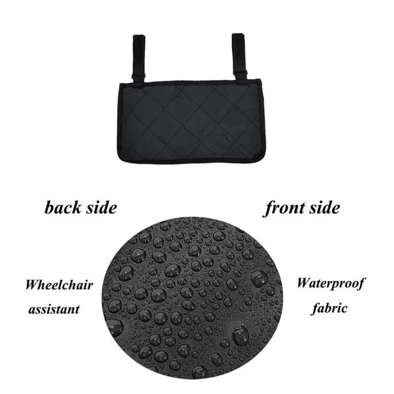Wheelchair Armrest Storage Bag Waterproof Side Organizer Universal Qme