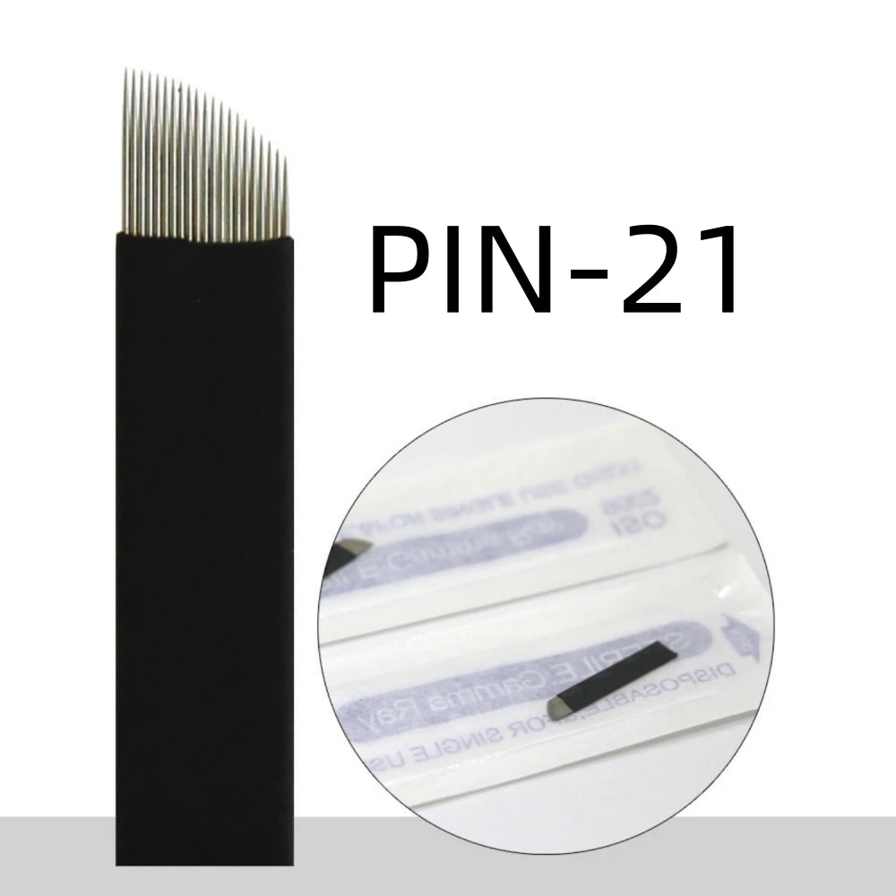 50PCS Black Microblading Needles PMU Tattoo Needles Permanent Makeup Blade 9Pin 12 14 16 U18 Manual Eyebrow Pen Blades Qme Flex 21pin Lot Of 50PCS