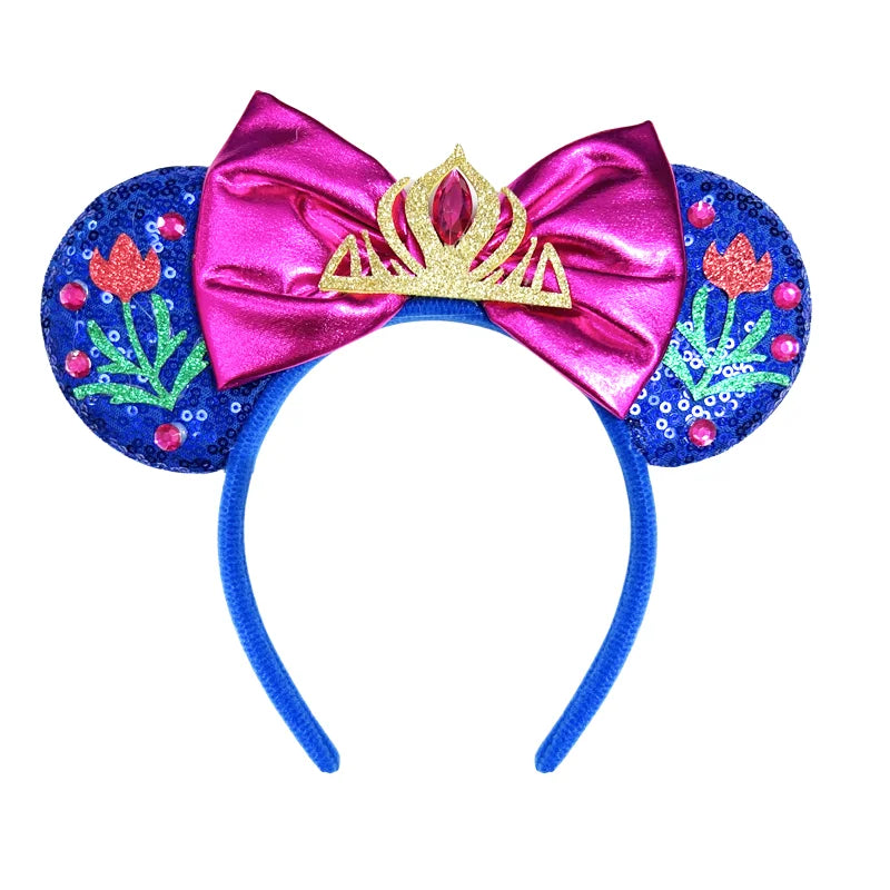 New Glitter Crown Castle Hairband Girls Princess Party Headwear Sequins Mouse Ears Bow Headband Hair Accessories Kids Boutique Qme Headband 12