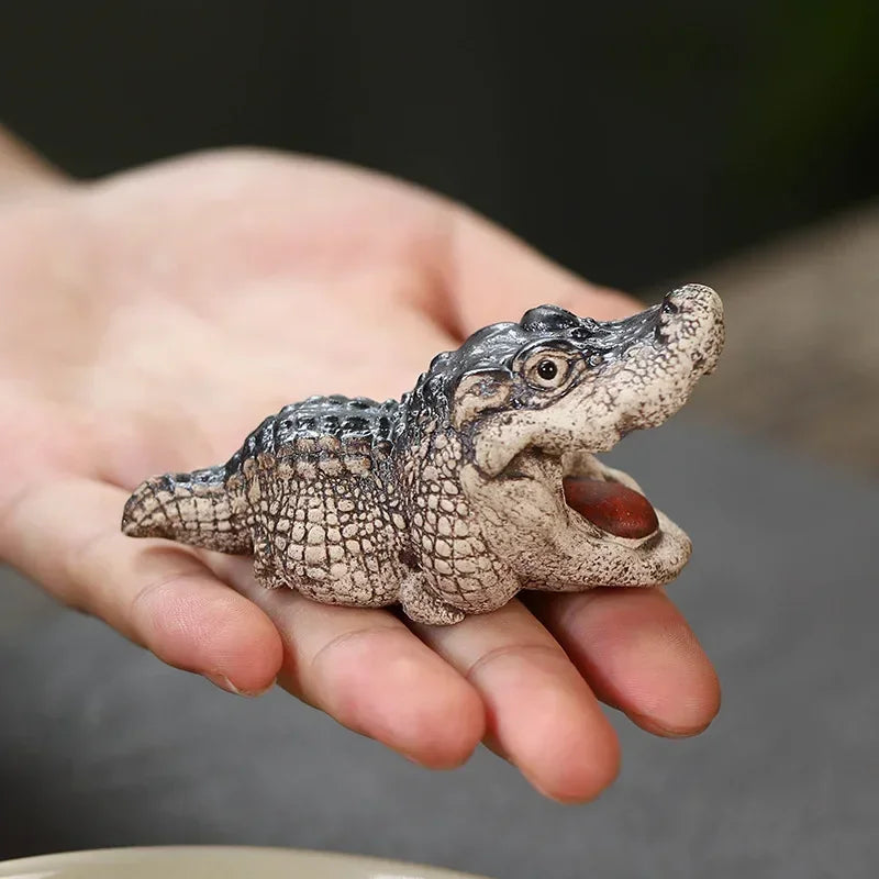 Mini Crocodile Tea Pet Teapot Ornaments Handmade Ceremony Play Room Qme