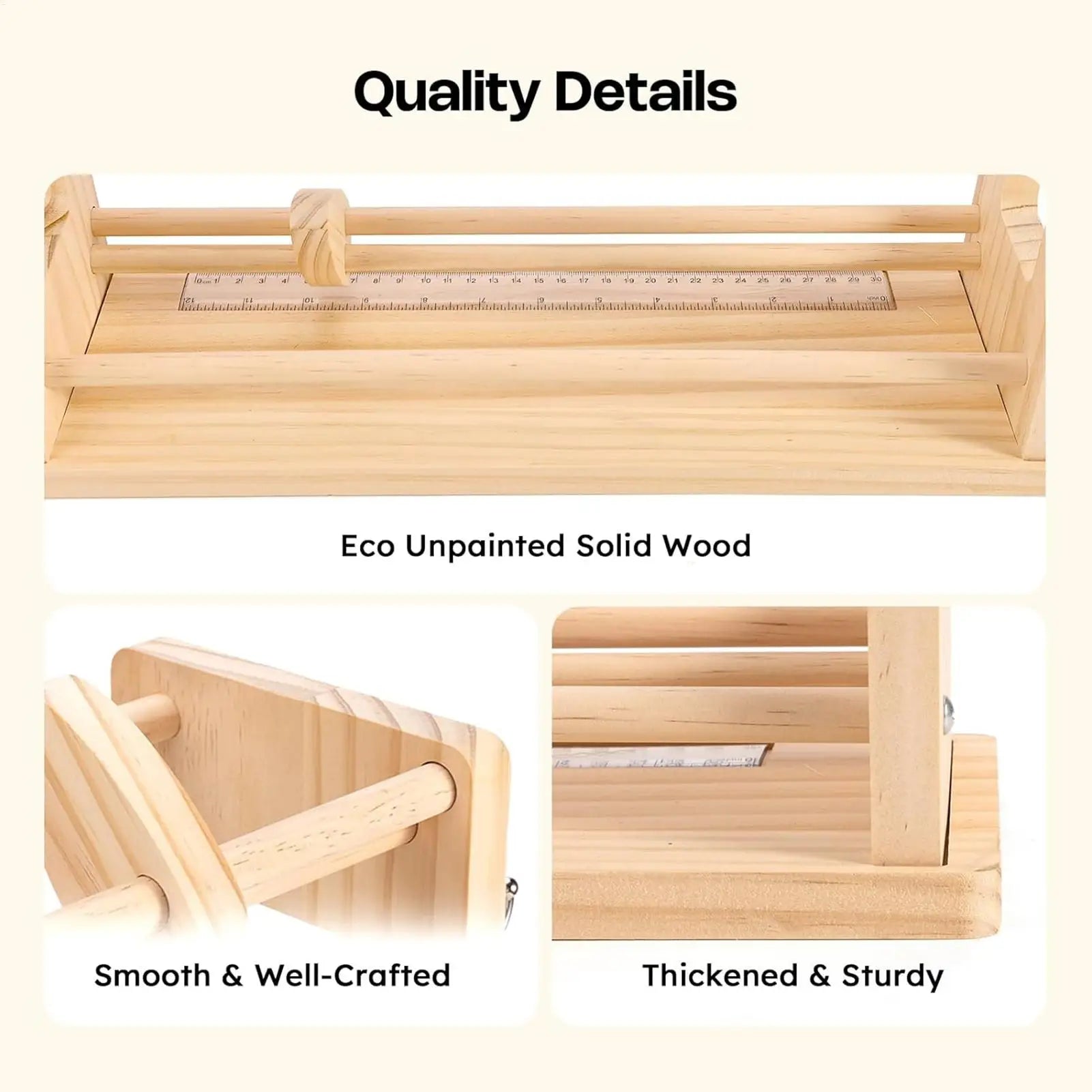 Ribbon Storage Rack Wooden 4 Tier With Hooks And Retainer Ribbon Spool Holder Organizer For Netted Spools Paper Tape Crafting Qme