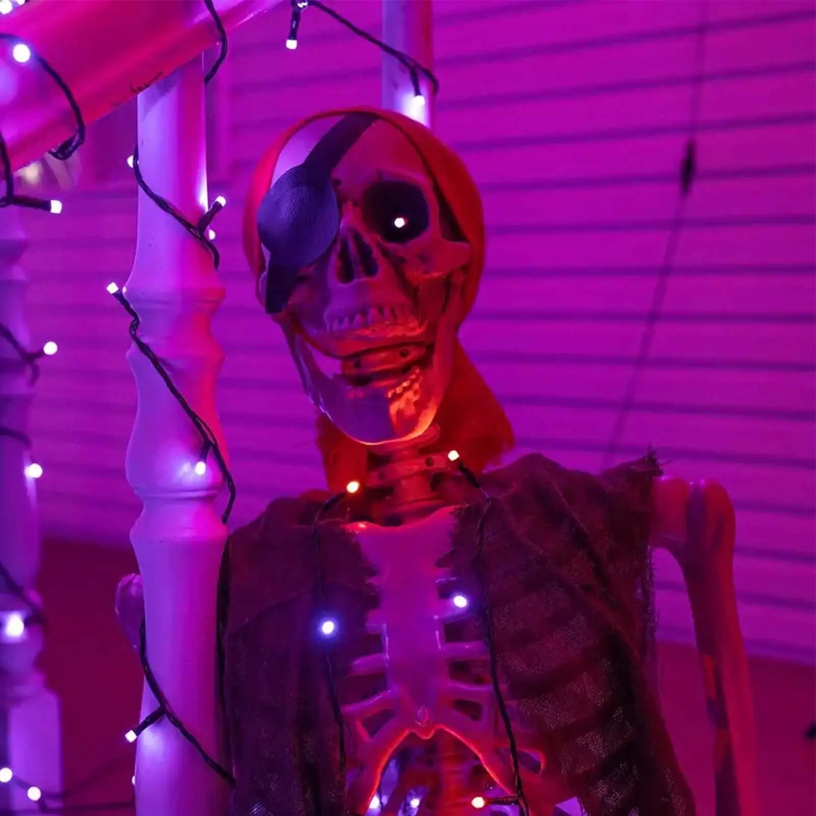 Halloween Skeleton Pirate Props Movable Joints Spooky Decor Garden Qme