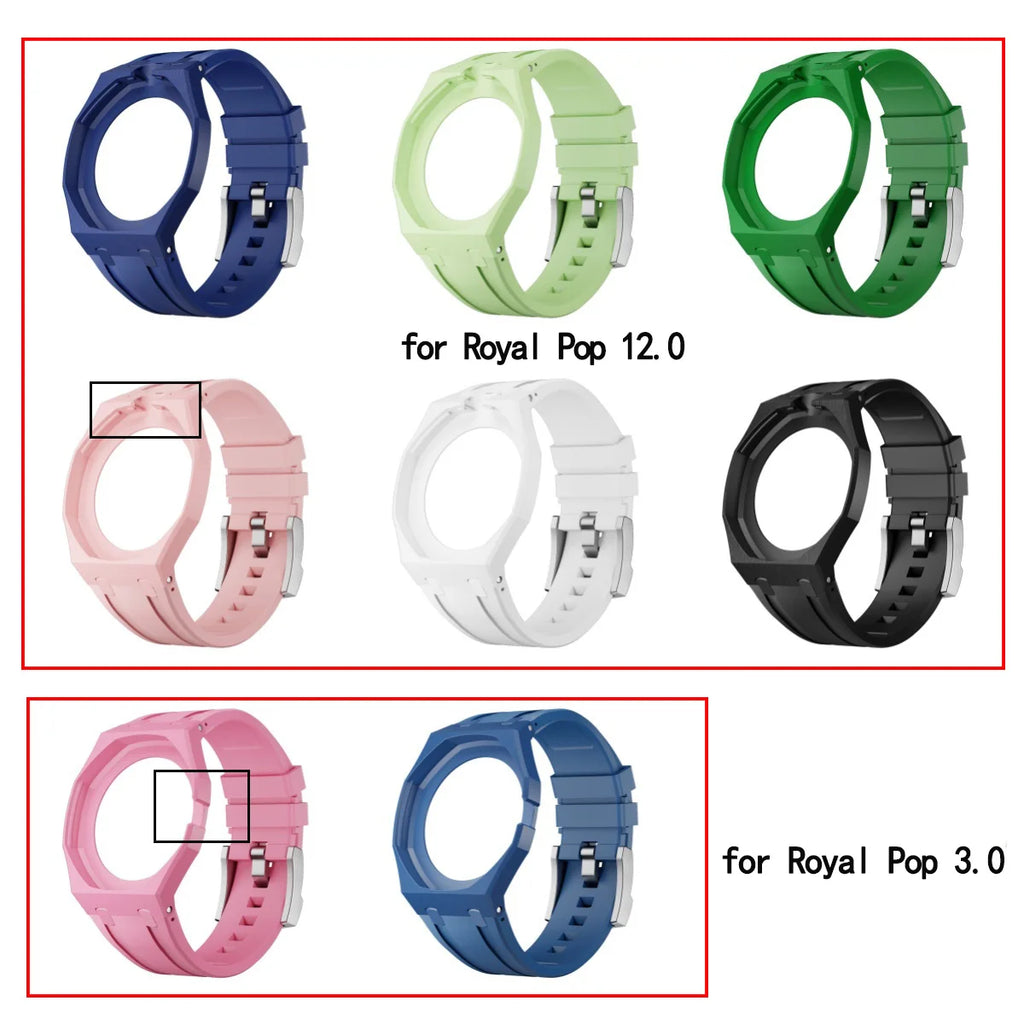2 In 1 Strap + Case for Swatch x AP Royal Pop Pocket Watch Change to Wristwatch Ceramic+Silicone Band Wrist Strap Accessories Qme