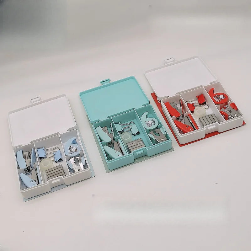 Hello Kitty Stapler Set Portable Hole Punch for Students Desktop Tool and Stationery Organizer Qme