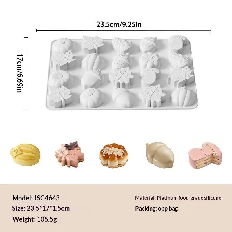 Silicone Fall Baking Mold Non Stick 6 Cavity Pumpkin Leaf Acorn Qme one size D