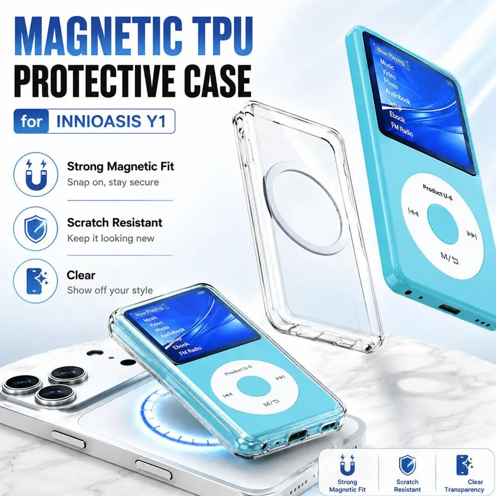 For INNIOASIS Y1 Magnetic TPU Case Support Magsafe Magnetic e Ultra Thin Transprent Soft Case Portable MP3 Player Case Cover Qme