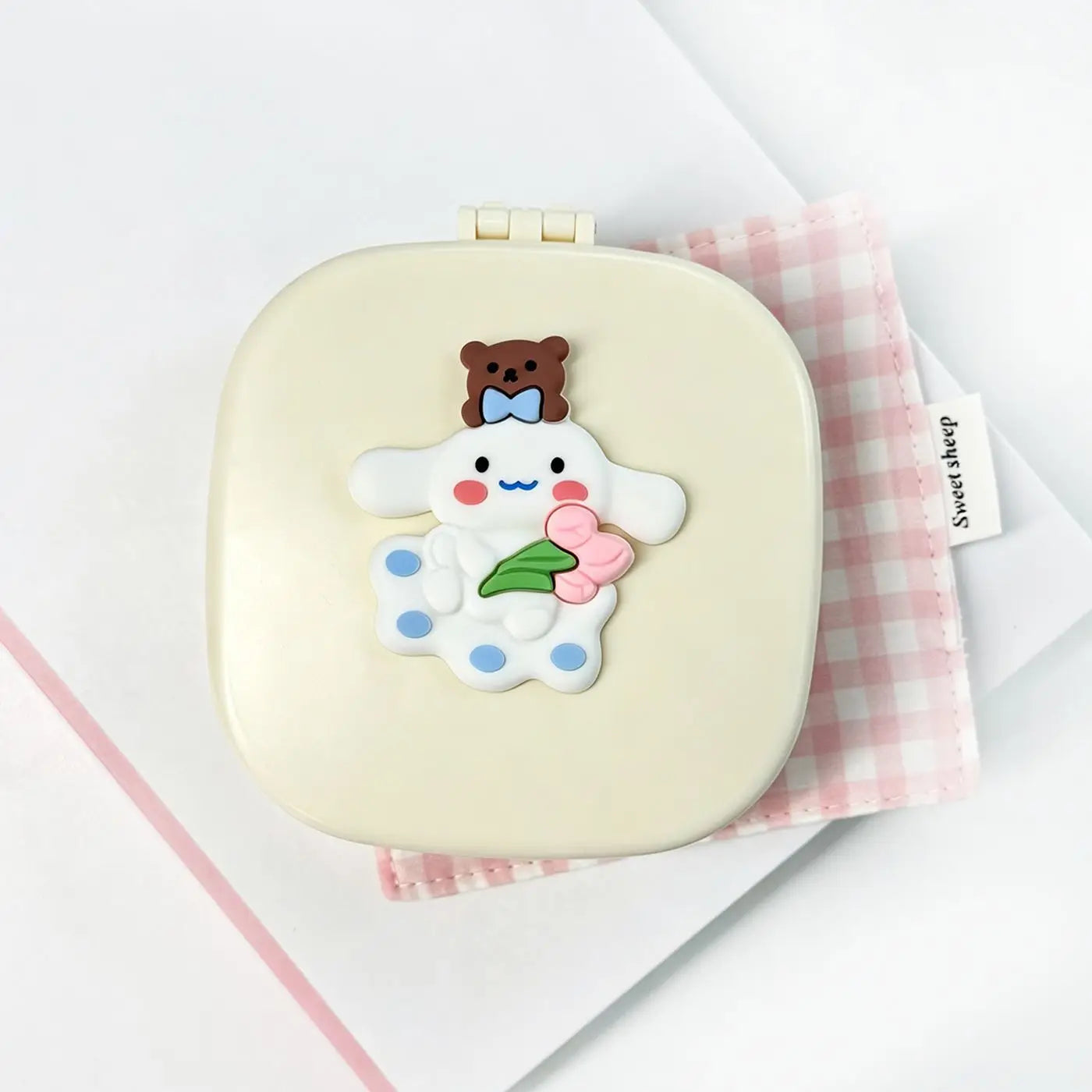 Hello Kitty Kuromi Jewelry Box, Portable Home Makeup Case, Student Bangs Comb and Folding Mirror Comb Storage Box Qme 3
