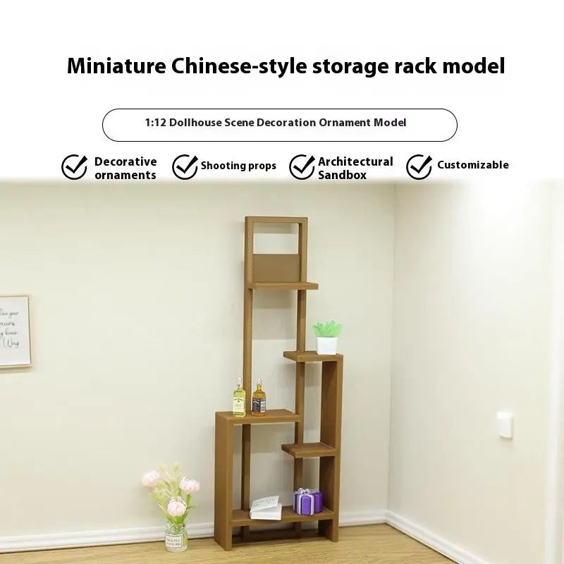 1 12 Mini Display Stand Chinese Storage Rack Model Doll House Qme