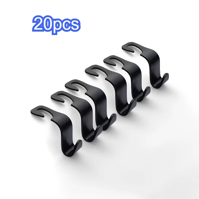 Car Seat Back Headrest Hooks Universal Auto Storage Hanger For Handbags Grocery Bags Purse Water Bottle Car Interior Accessories Qme 20pcs
