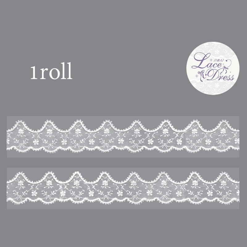 3 Rolls Imitation French Palace Lace Border Washi Tape, Elegant White Lace Stickers for Junk Journal Decoration Qme D
