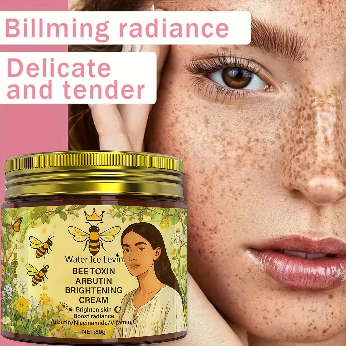 Bee Toxin & Arbutin Brightening Cream | Retinol & Hyaluronic Acid Moisturizer for Soft, Glowing Skin Qme