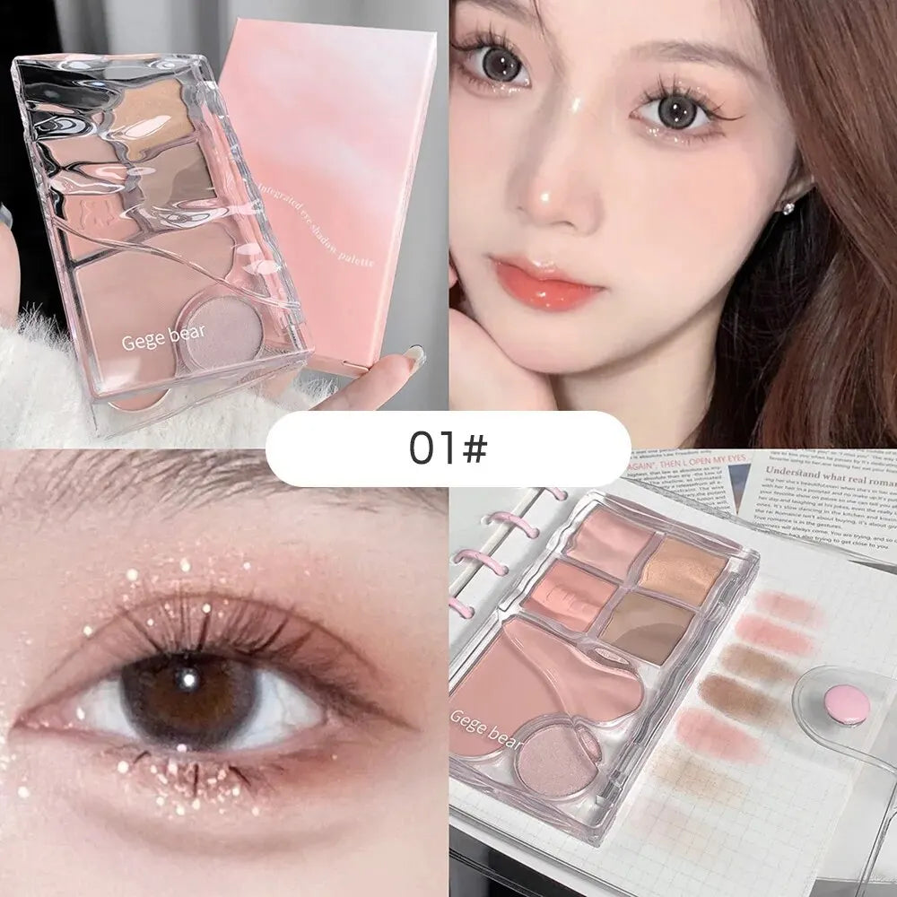Pinky Heart Gege Bear Eyeshadow Palette Matte Pearlescent Earth Qme GX2006-1