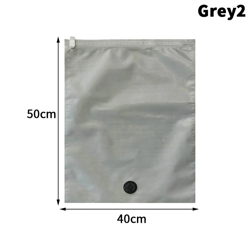 Reusable Hand Roll Vacuum Bags For Travel Waterproof Vacuum Compression Bag Luggage Vacuum Wardrobe Clothing Storage Bag Qme lightgreyM