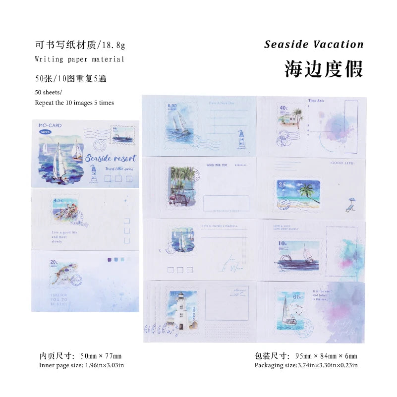 50 pcs Landscape Scrapbook Paper Junk Journal Supplies DIY Scrapbooking Craft Background Paper Decorate Aesthetic Stationery Qme B2