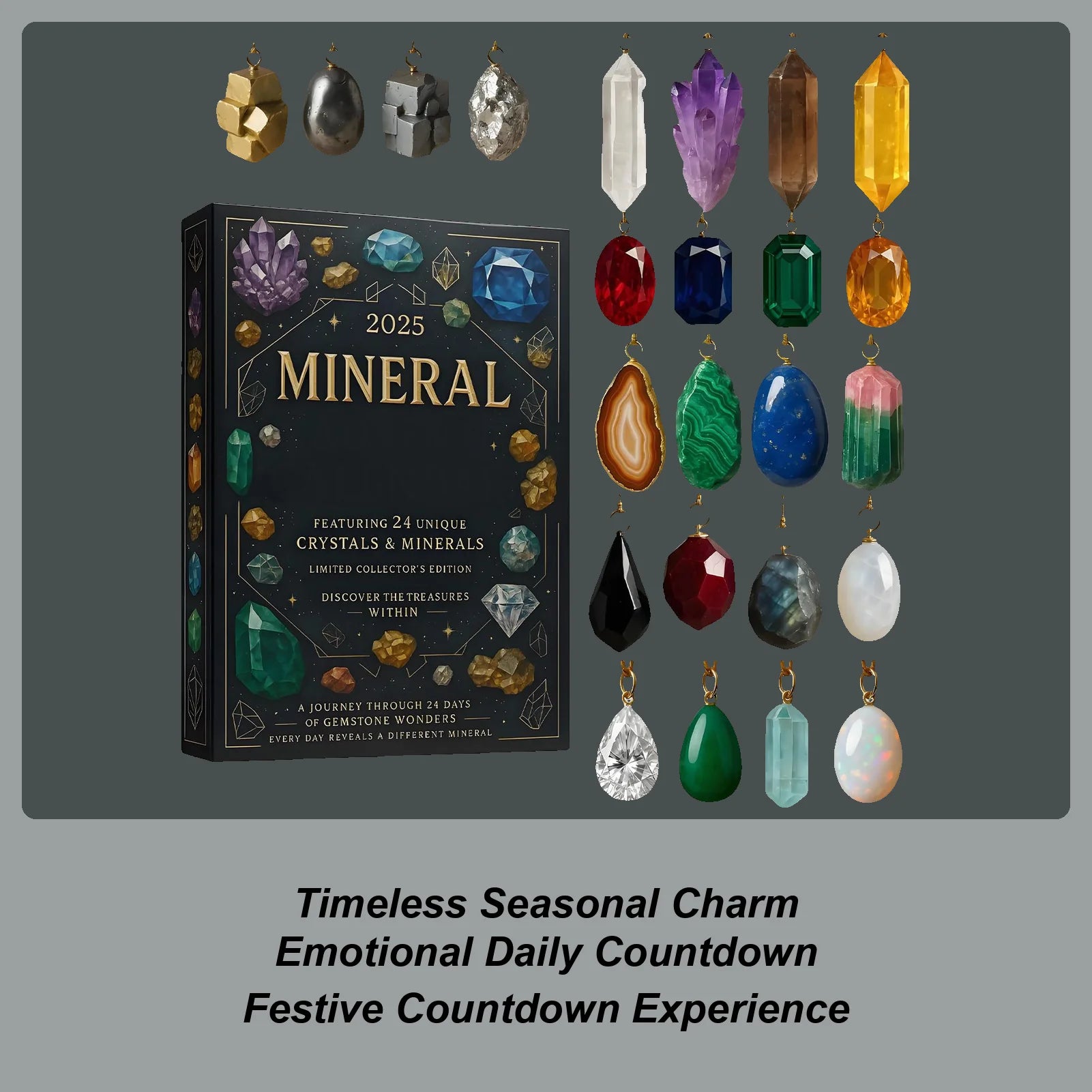 Christmas Pendant Countdown Calendar 2D Winter Scene Props Mineral Qme