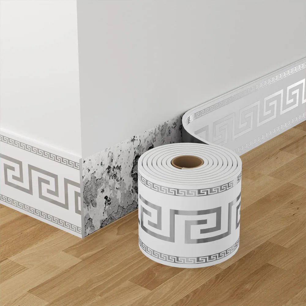 Roll Up Self-Adhesive Skirting Board Anti-Collision and Waterproof Waistline Living Room and Bedroom Decorative Wall Stickers Qme