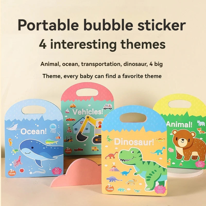 Reusable Sticker Book for Kids Vehicles Stickers Educational Learning Travel Stickers Activity Books for Toddler Girls Boy Qme
