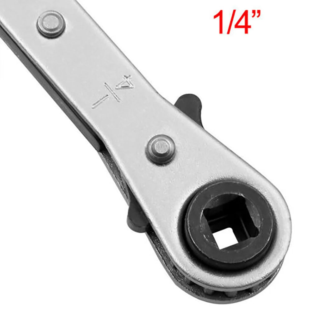 Chrome Vanadium Ring Double Head Ratchet Wrench 1/4 3/8 3/16 5/16Inch Port Valve HVAC ToolRatchet Combination Spanner Set Qme