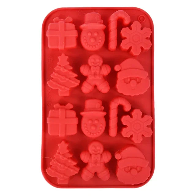 Silicone Christmas Chocolate Molds Snowflake Xmas Tree Gingerbread Qme Red