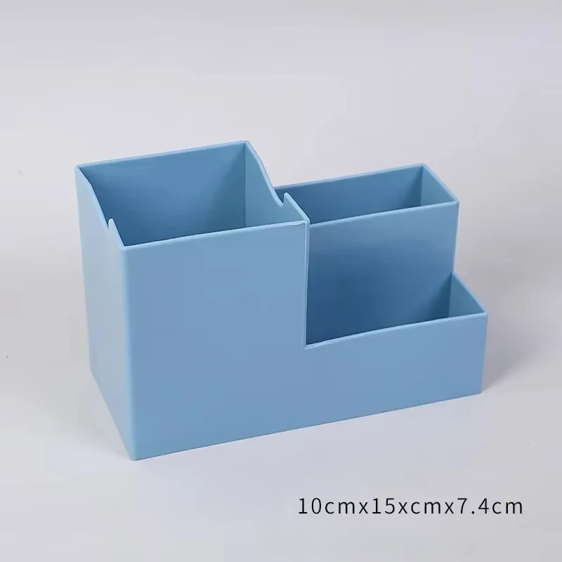 Multi-function Desktop Pen Holder School Supplies Storage Case Colorful Plastic Box Office Desk Accessories Pencil Organizer Qme Blue
