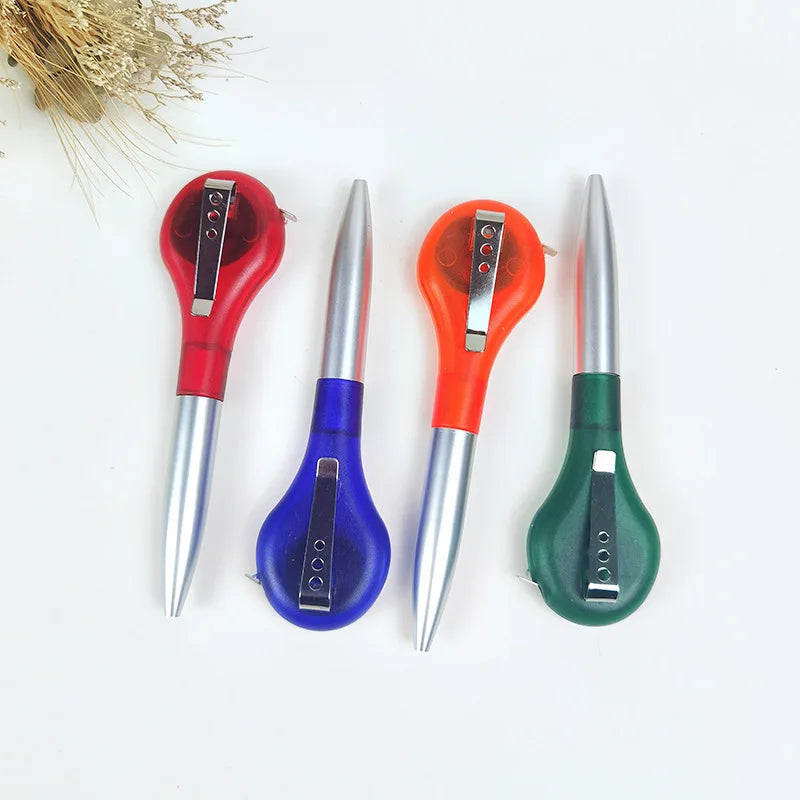 Creative 2-in-1 Ballpoint Pen & Retractable Tape Measure, 0.7 mm Blue Ink for Writing Comfort, Back to School Pens Qme