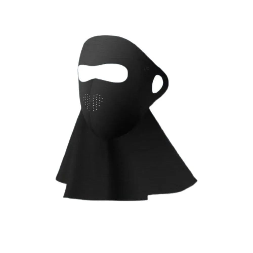 Fashion Summer Full-face Sunscreen Veil Anti UV UPF 50+ Ice Silk Face Qme Black