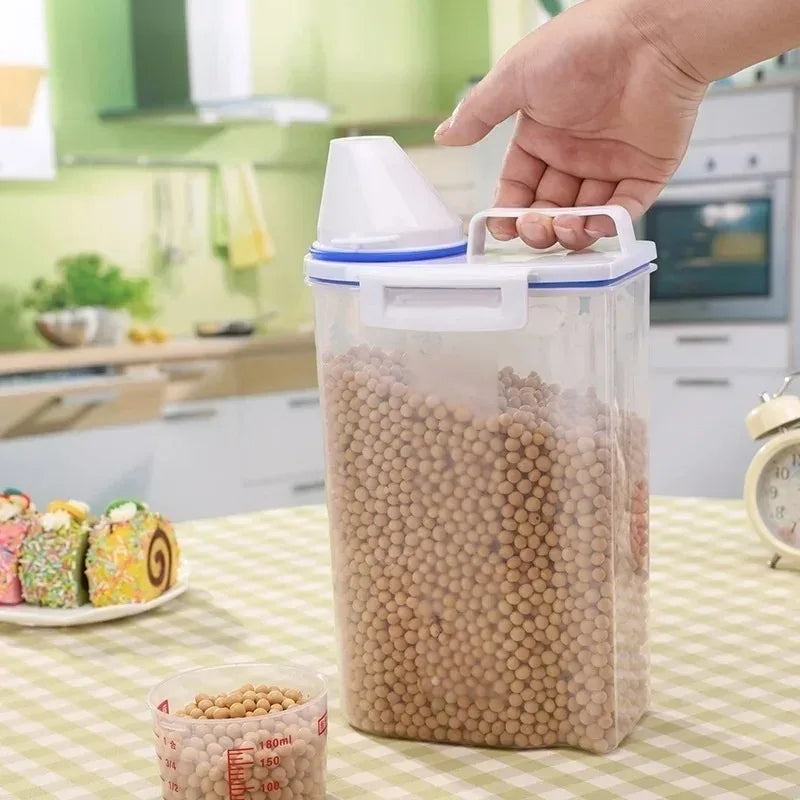 Plastic Cereal Dispenser Food Grain Rice Flour Storage Container Kitchen Household Organizer Supplies Box Storages Qme