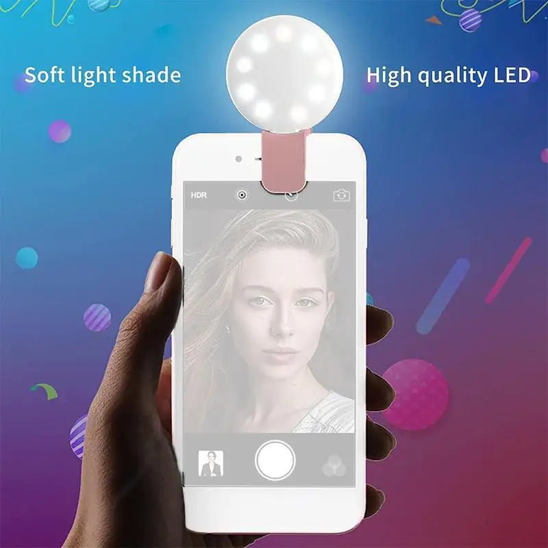 NEW Mobile Phone LED Selfie Ring Light Portable Mini Durable Practical Three Stop Dimming Circle Photography Clip Fill Light Qme