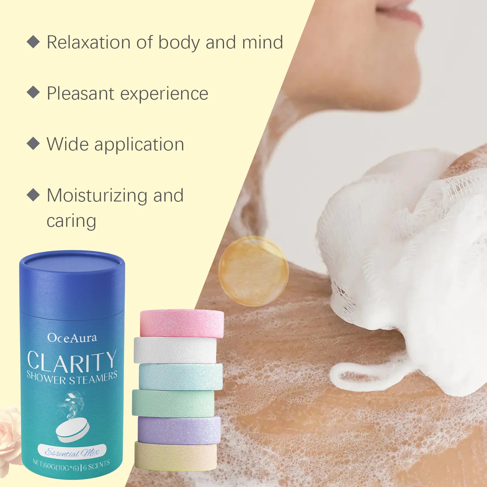 Shower Steamers Tablets Aromatherapy Relief Physical Fatigue Stress Improve Mood Enhance Sleep Quality Relaxing Bath Tablets Set Qme