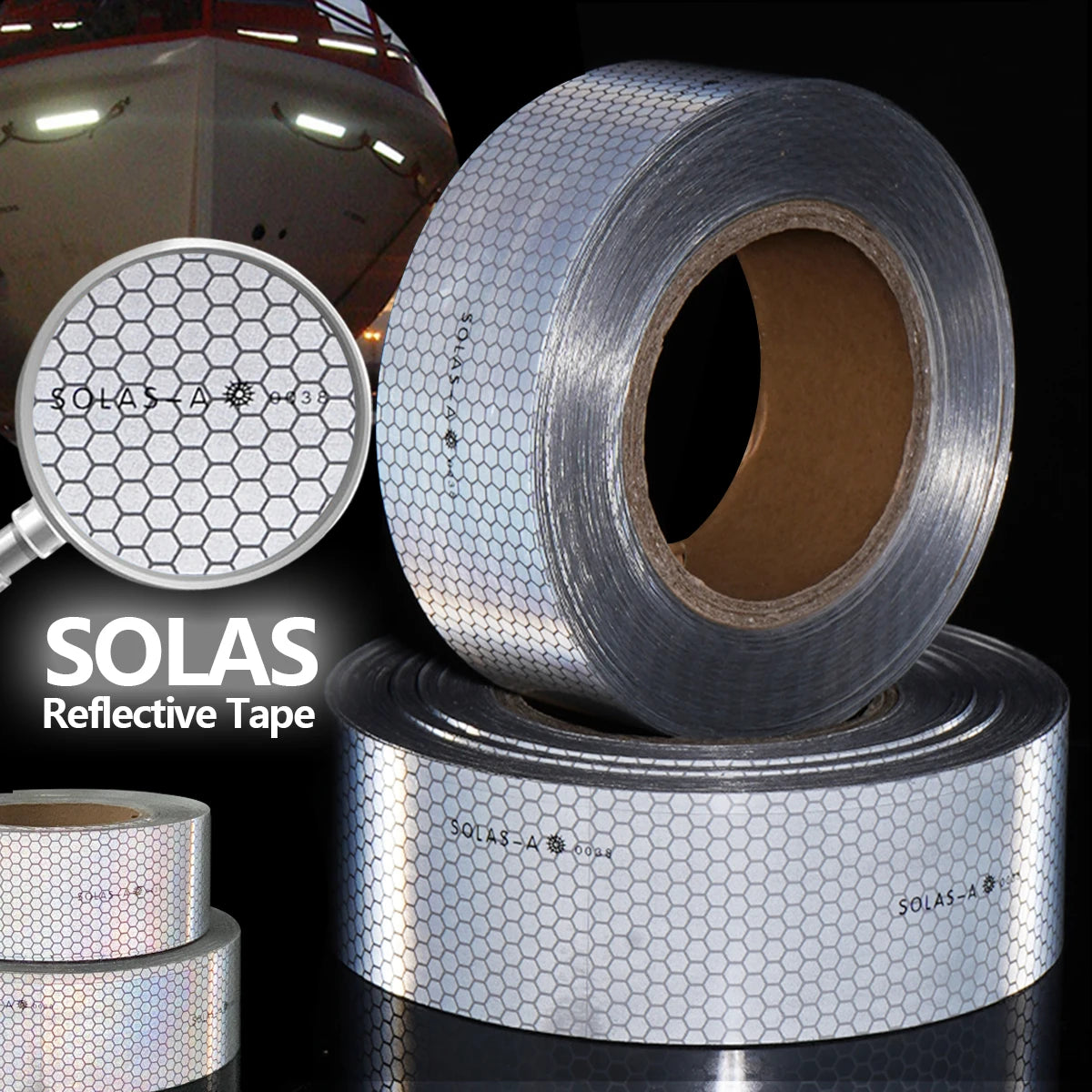 Maritime Film SOLAS Grade Reflective Tape for Ships, Eye-Catching Safety Warning, Silver White Waterproof Super Reflective Qme